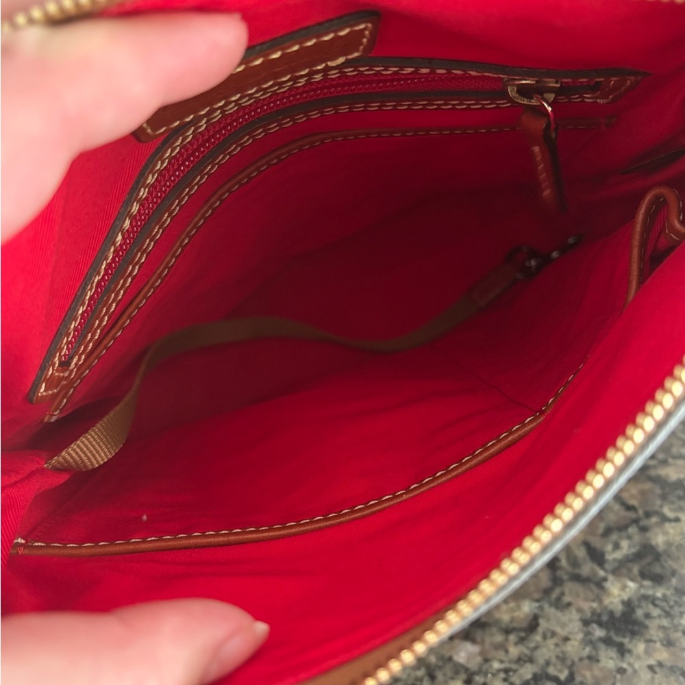 Dooney & Bourke Gray Leather Crossbody Bag with Brown Trim - Picture 8 of 9